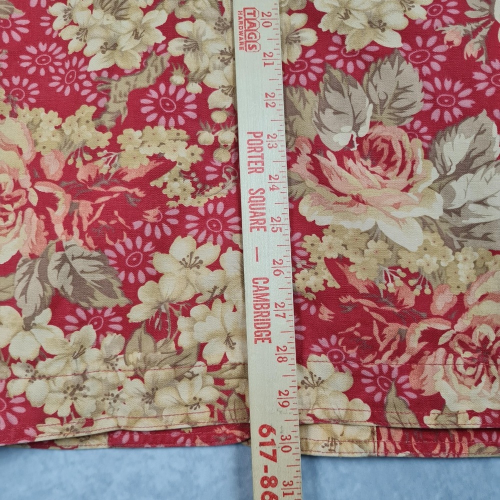 LL Bean Jacket Womens Medium Red Floral Canvas Corduroy Collar Lined Barn Coat - Picture 15 of 16